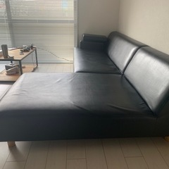 【2月13日(日)に取りに来れる方限定】本革ソファー3〜4名用の画像