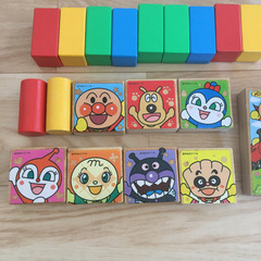 ◼️おまけ付き★アンパンマン  筒入りつみ木　知育　おもちゃ　積み木　幼児　子供◼️の画像
