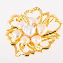 K18 バロックパール・ダイヤモンド ブローチ 品番b21-57