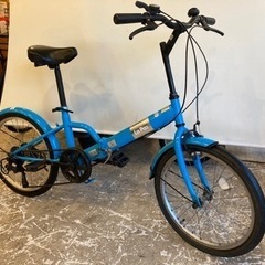 【前後タイヤ新品！】6段変速　20インチ　折りたたみ自転車　水色