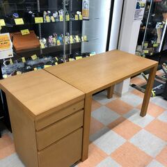 大特価! カリモク家具 デスク＆ワゴンセット(鍵付き) 木製 ナ...
