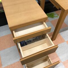 大特価! カリモク家具 デスク＆ワゴンセット(鍵付き) 木製 ナチュラル