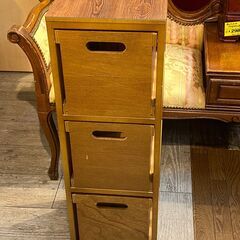 3段ワゴン 木製 収納 ブラウン 茶★買取帝国 志木店の画像