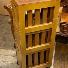 3段ワゴン 木製 収納 ブラウン 茶★買取帝国 志木店の画像