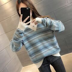 新品A120春レディスニットセーターVネックセータープルオーバー