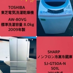 501L ❗️送料設置無料❗️特割引価格★生活家電2点セット【洗濯機・冷蔵庫】
