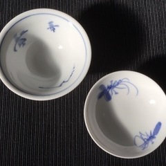 【中古　青絵の盃(さかずき）2個セット】
