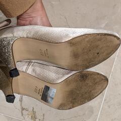 値下げ☆ 華やかパンプス　ラメリボン　結婚式やパーティーに◎の画像