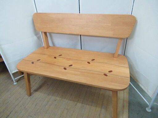 J3575/ベンチ/チェア/2人掛け/屋内用/天然木/ナチュラル/メルヘン/80×105×52/中古品/