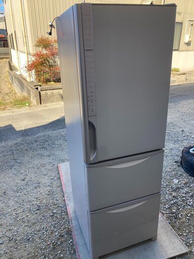日立 HITACHI 真空チルド R-冷蔵庫 右開き 3ドア 375L 真ん中野菜室 自動製氷 チルド室 脱臭 2016年製　R-K380GT（T）