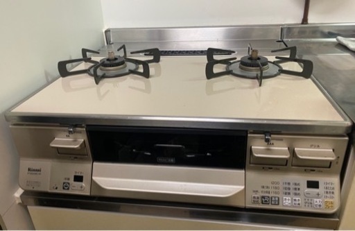 【お譲り先決定】リンナイRinnai　高機能　ラクシエ　グリル付きガステーブル　◎2/26-3/19引取希望　ガスコンロ　隙間ラック付けます