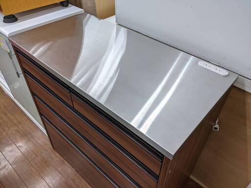 【お値下げ致しました！！】ステンレスレンジボード ?キッチン収納・食器棚?No875
