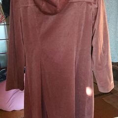 バブリー、レトロ、中古９号サイズ、フード ファー付きコート 茶系色の画像