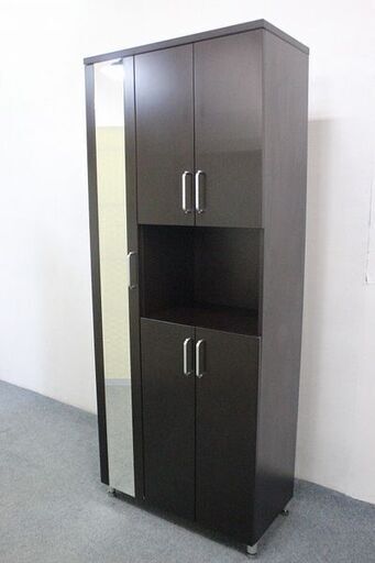 ニトリ ハイタイプシューズボックス サンレモ 幅73 ダークブラウン 全身鏡 姿見 ミラー 靴 NITORI その他家具 中古 店頭引取歓迎 R5147)