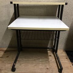パソコンテーブル 事務机 キャスター付 ホワイト 幅63cm×奥...