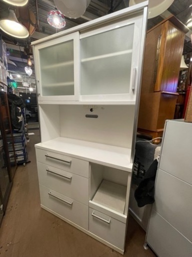 売約済み　レンジボード　食器棚　カップボード　棚　キッチン収納　収納　検　ニトリ　NITORI カウンター　ハイカウンター　付き　創愛　ファニチャー　ハイタイプ　フルスライドレール　レール