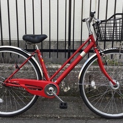 ＜整備・お得車＞27インチ・軽快自転車・鍵付き レッド・LEDオートライト・洗車済・不要自転車無料引取り有