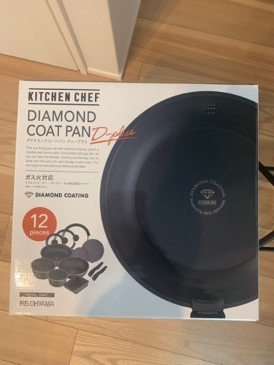 アイリスオーヤマ フライパン 鍋 セット 12点 ガス火専用 深型 ダイヤモンドコート 目盛付き オーブン調理 着脱式ハンドル エッグパン 蓋 DCG-S12S