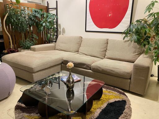 宇都宮でオシャレな家具を探すなら『オトワリバース！』カウチソファ EUCAS MIRANDA 3.0P 3人掛け ベージュ系 中古品