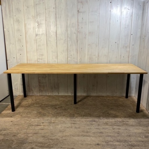 6/7 終 会議用テーブル ウッド×アイアン 幅×220 奥行×70 高さ×70cm 長テーブル 長机 店舗什器 オフィス 家具 ① 菊倉TK