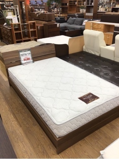 KN-8【ご来店頂ける方限定】新入荷　アウトレット　セミダブルベッド　ブラウン