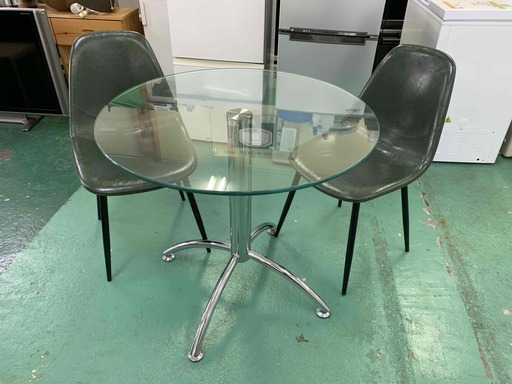 ★美品★直接渡し限定 ガラステーブル ダイニング3点セット チェア 福島 郡山市★直接渡しOK★