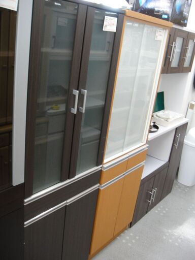 食器棚 ブラウン 横幅約60cm【モノ市場半田店】151