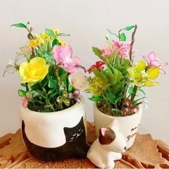 レジン造花の盛り盛りアレンジ鑑賞植物　花壇