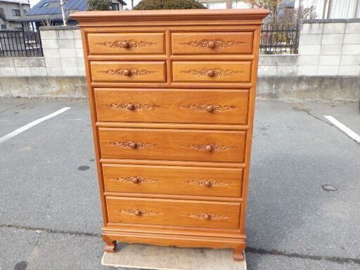 飾り彫り　6段整理タンス　チェスト　￥41,580税込