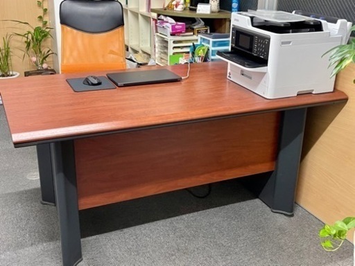 イタリア製 片袖テーブル&キャビネット付き  鍵付　幅160cm 奥行90cm 高さ73.5cm