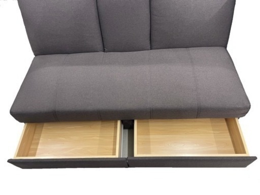 GM42【中古美品】ソファベッド　3段階　リクライニング　引き出し　テーブル　オットマン　ブラウン　茶色　リサイクルショップ　ケイラッ