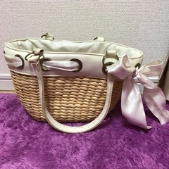 ★セシル★サテンリボン付きカゴバッグ