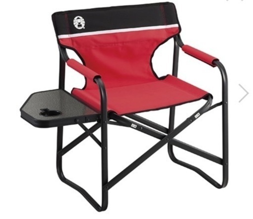 美品 コールマン サイドテーブル付デッキチェア2脚 レッド コールマン サイドテーブルデッキチェアSTレッド2脚セット