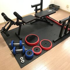 ベンチプレス、ダンベルセット、トレーニングベンチ一式、引っ越しの...