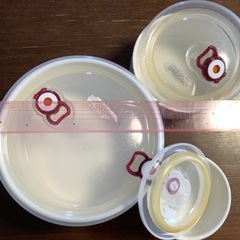 陶器製蓋付容器　フードコンテナー　大中小サイズ　3個の画像