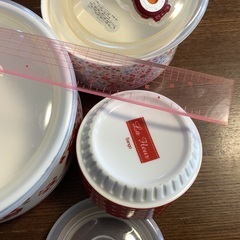 陶器製蓋付容器　フードコンテナー　大中小サイズ　3個の画像