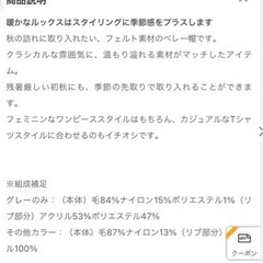 VIS フェルトベレー帽　チャコールグレー　新品の画像