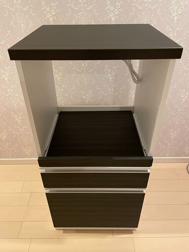 【お引取りが決定しました】大川家具・レンジ台　木目ブラック色・美品　※お引取り限定