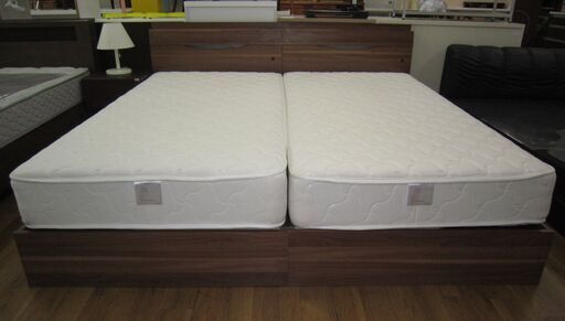 R067 レイコージャパン キングベッド、シングルベッド2台セット、幅198cm 美品