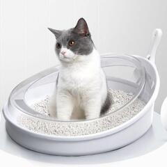 【新品】純白の猫トイレ 美デザイン 小柄な猫用 スコップ付 新品未使用品の画像