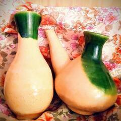 花器　2点セット　ペア柄　陶器