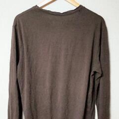 ロンT　XL　ラウンドネック長袖Tシャツ　ブラウンの画像