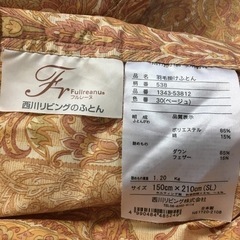 西川羽毛掛け布団の画像