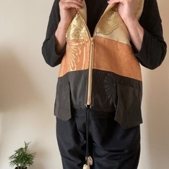 【作家もの】美品　一点もの　帯で制作ベストパーカー
