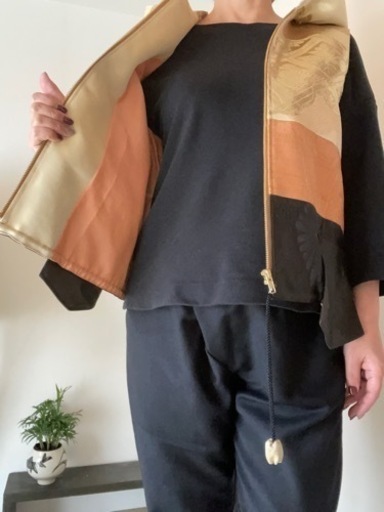 【作家もの】美品　一点もの　帯で制作ベストパーカー