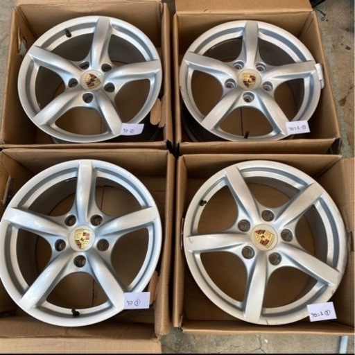 【希少】ポルシェ 987 ボクスター ケイマン 純正ホイール 4本セット boxstar cayman 17インチ 8.5J 7J アルミ センターキャップ付 PORSCHE
