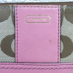 COACH コインケース シグネチャー ピンク×ベージュ コーチ キーケース 小銭入れ 西岡店の画像