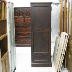 北海道旭川家具 ワードローブ 幅113×奥行59×高さ180cm 民芸調