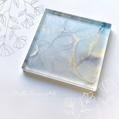 アルコールインクアート アクリルブロック【アクセサリートレイ
