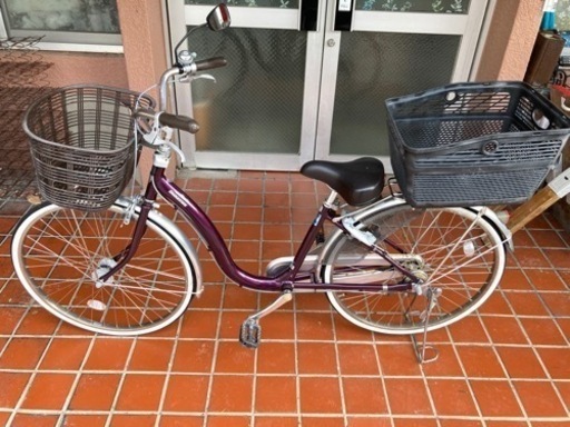 【値下げしました】ブリヂストン　自転車　ママチャリ BRIDGESTONE　カゴ付き　チャイルドシート取り付け可能　26インチ　カバー付き